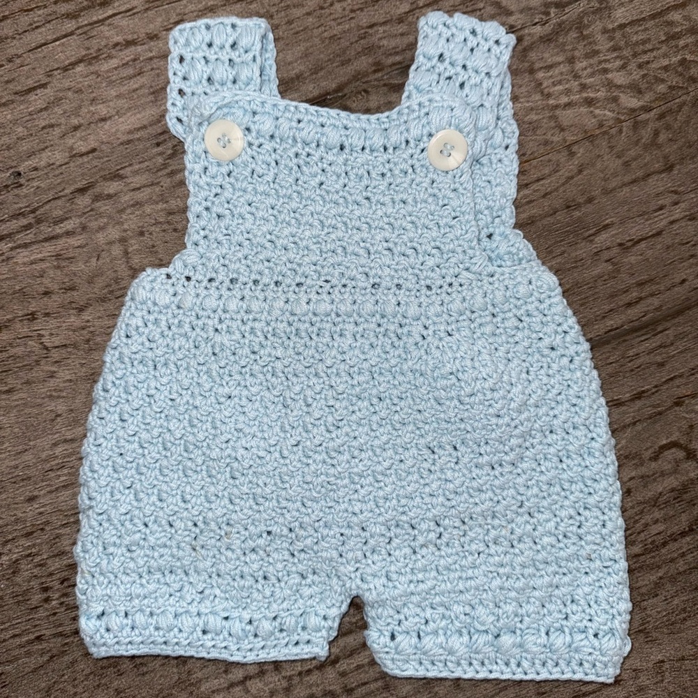 Handmade crochet knit one piece 
Button front newborn baby blue